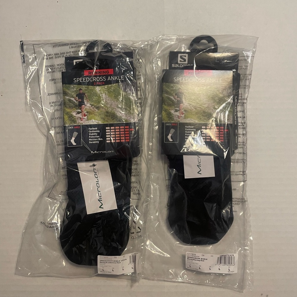 SALOMON SPEEDCROSS ANKLE RUNNING SOCK Lot of 2 Packs Men's NEW - Picture 2 of 7